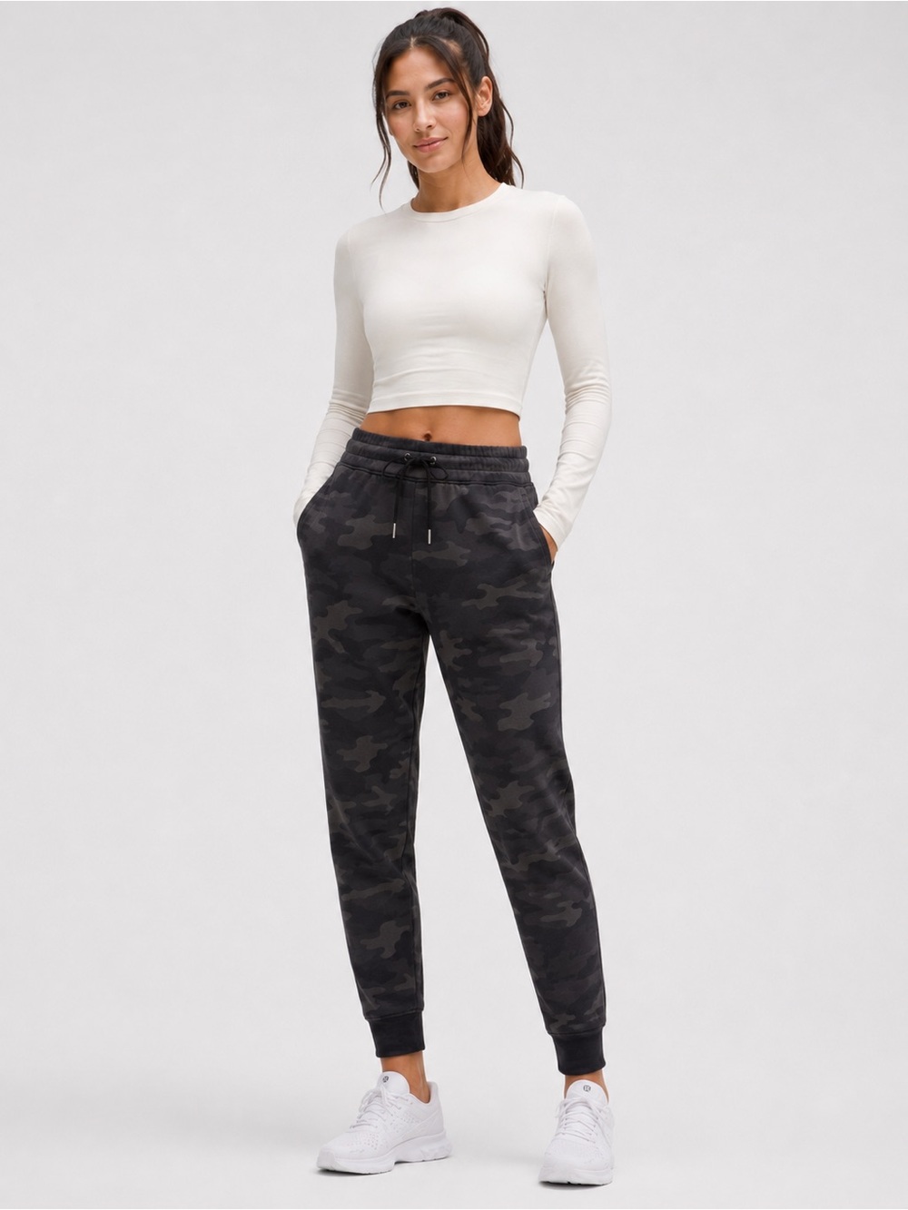 Lululemon Scuba High Rise Fleece Jogger Camo Gray Black Sweatpants Drawstring 6